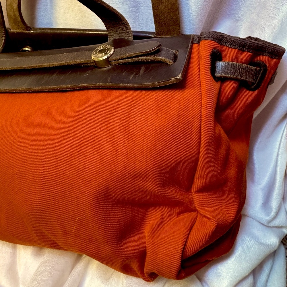 Hermès Herbag Cabas PM Reversible Orange Red Canvas Tote Authentic Hermès - Picture 5 of 16